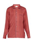 Matchesfashion.com All At Sea - Anchor Print Silk Pyjama Shirt - Mens - Red
