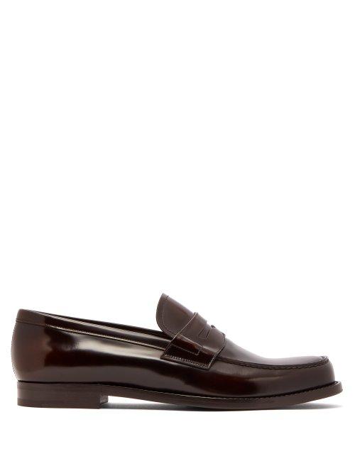 Matchesfashion.com Prada - Spazzalato Leather Penny Loafers - Mens - Brown