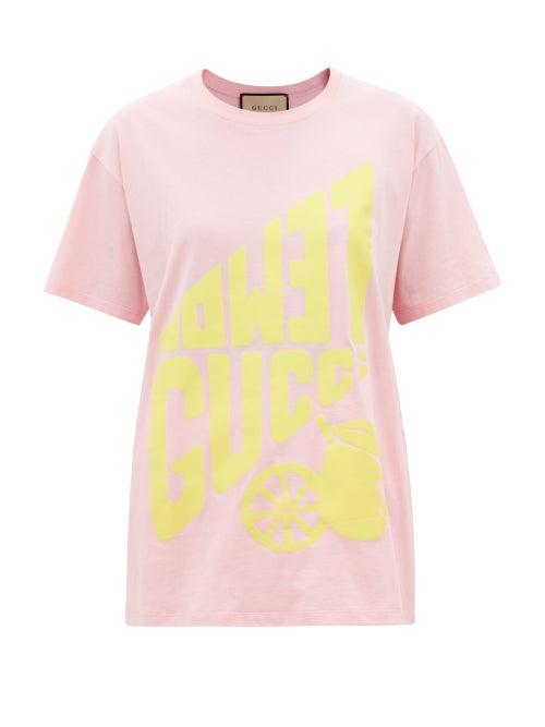 Gucci - Logo-print Cotton-jersey T-shirt - Womens - Pink