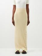 Jil Sander - Ring-stud Ribbed Linen-blend Maxi Skirt - Womens - Beige