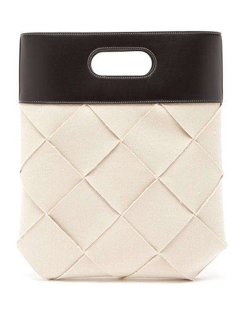 Matchesfashion.com Bottega Veneta - Slip Small Intrecciato Linen Tote - Womens - Cream Multi