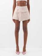 Self-portrait - Asymmetric Boucl-tweed Mini Skirt - Womens - Light Pink