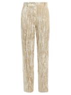 Matchesfashion.com Ann Demeulemeester - Crushed Velvet Trousers - Womens - Beige