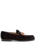 Matchesfashion.com Christian Louboutin - Perou Corazon Embroidered Velvet Loafers - Womens - Black