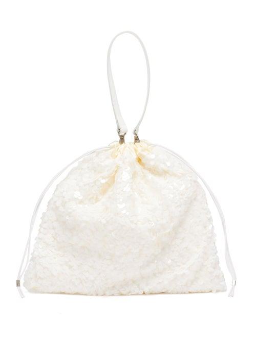 Matchesfashion.com Junya Watanabe - Sequinned Tulle And Satin Handbag - Womens - White