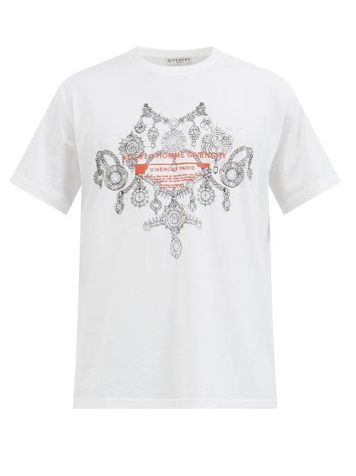 Matchesfashion.com Givenchy - Necklace-print Cotton-jersey T-shirt - Mens - White Multi