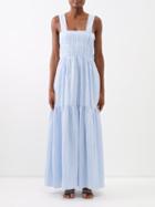Bird & Knoll - Penelope Striped Cotton-voile Maxi Dress - Womens - Blue Stripe