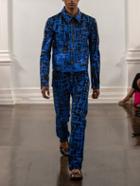 Maximilian - Check-print Denim Jacket - Mens - Blue Multi