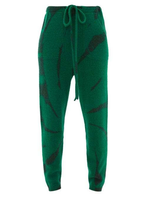 Matchesfashion.com The Elder Statesman - Lightning-dyed Cashmere Track Pants - Womens - Green