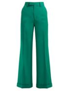 Matchesfashion.com Gucci - Kick Flared Wool Trousers - Womens - Green