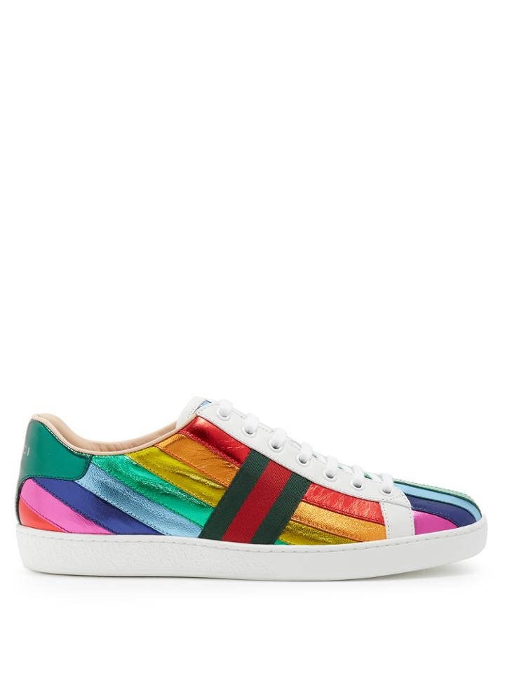 Gucci New Ace Contrast-panel Leather Low-top Trainers