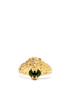Matchesfashion.com Gucci - Lion-head Diamond, 18kt Gold & Diopside Ring - Womens - Green Gold