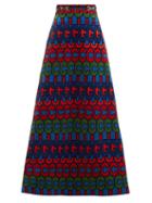 Matchesfashion.com Gucci - Gg Print A Line Velvet Skirt - Womens - Blue Multi