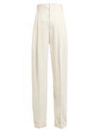 Matchesfashion.com Haider Ackermann - Pleated Front Twill Trousers - Womens - Cream Multi