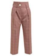 Matchesfashion.com Petar Petrov - Hasty Prince Of Wales Checked Wool Blend Trousers - Womens - Red Multi