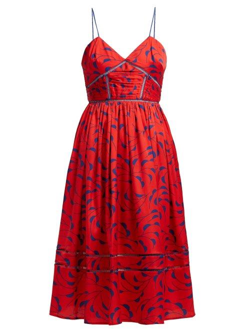 Matchesfashion.com Self-portrait - Azalea Print Satin Dress - Womens - Red Multi