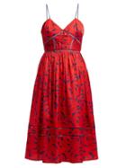 Matchesfashion.com Self-portrait - Azalea Print Satin Dress - Womens - Red Multi