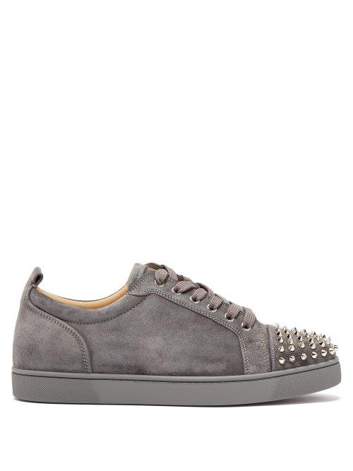 Matchesfashion.com Christian Louboutin - Louis Junior Spike Embellished Suede Trainers - Mens - Dark Grey