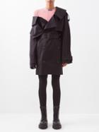 Balenciaga - Off-shoulder Cotton-twill Trench Coat - Womens - Black