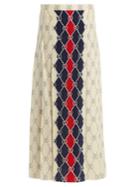 Gucci Rhombus Pleated Silk Crepe De Chine Midi Skirt
