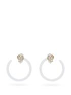 Matchesfashion.com Bea Bongiasca - Tendril Crystal, Rose-gold & Enamel Hoop Earrings - Womens - White Gold