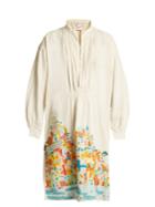 Kilometre Paris Procida-embroidered Vintage Linen Shirtdress