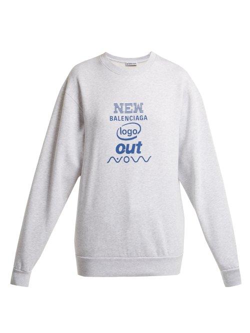 Matchesfashion.com Balenciaga - Logo Sweatshirt - Womens - Light Grey