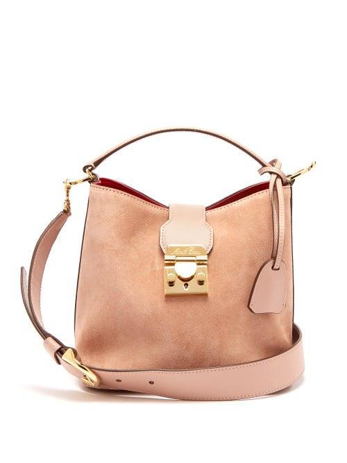 Matchesfashion.com Mark Cross - Murphy Gold Plated Small Suede Bucket Bag - Womens - Beige
