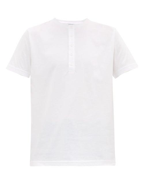 Matchesfashion.com Sunspel - Cotton Jersey Henley Top - Mens - White