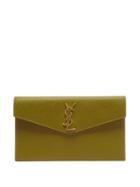 Saint Laurent - Uptown Ysl-plaque Grained-leather Clutch Bag - Womens - Khaki