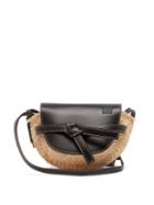 Matchesfashion.com Loewe - Gate Mini Leather And Raffia Cross Body Bag - Womens - Black Multi