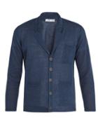 Matchesfashion.com Inis Mein - Notch Lapel Linen Cardigan - Mens - Navy