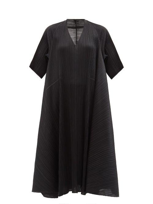 Pleats Please Issey Miyake - Technical-pleated Trapeze Dress - Womens - Black