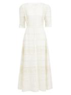 Matchesfashion.com Loveshackfancy - Flora Embroidered-cotton Midi Dress - Womens - Cream