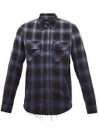 Matchesfashion.com Amiri - Raw Hem Checked Cotton Blend Flannel Shirt - Mens - Blue