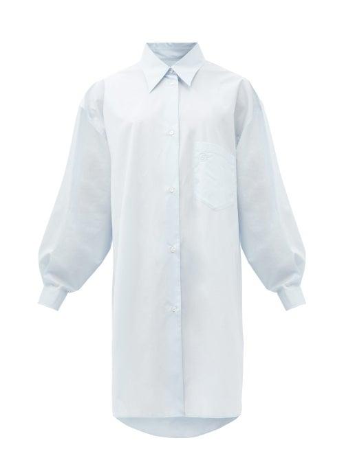 Matchesfashion.com Mm6 Maison Margiela - Oversized Cotton-poplin Shirt Dress - Womens - Light Blue