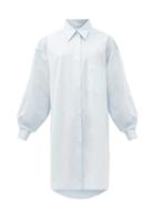 Matchesfashion.com Mm6 Maison Margiela - Oversized Cotton-poplin Shirt Dress - Womens - Light Blue