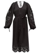 Matchesfashion.com Vita Kin - Colombe D'or Guipure Lace And Linen Dress - Womens - Black