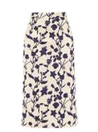 Matchesfashion.com Brock Collection - Floral-embroidered Shantung Pencil Skirt - Womens - Ivory Multi