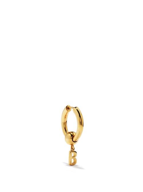Balenciaga - B-logo Single Hoop Earring - Womens - Gold
