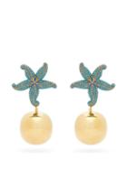 Matchesfashion.com Begum Khan - Sea Star Party 24kt Gold-plated Clip Earrings - Womens - Blue Gold