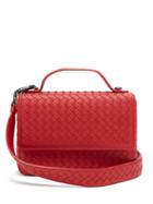 Matchesfashion.com Bottega Veneta - Intrecciato Woven Leather Satchel - Womens - Red