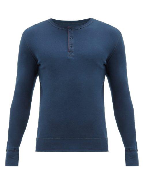Matchesfashion.com Hemen Biarritz - Harri Cotton Jersey Henley Top - Mens - Navy