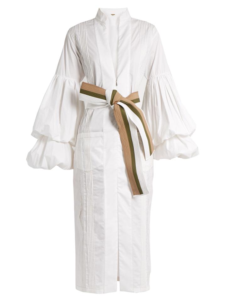 Johanna Ortiz Palomino Balloon-sleeve Bow-belt Poplin Dress