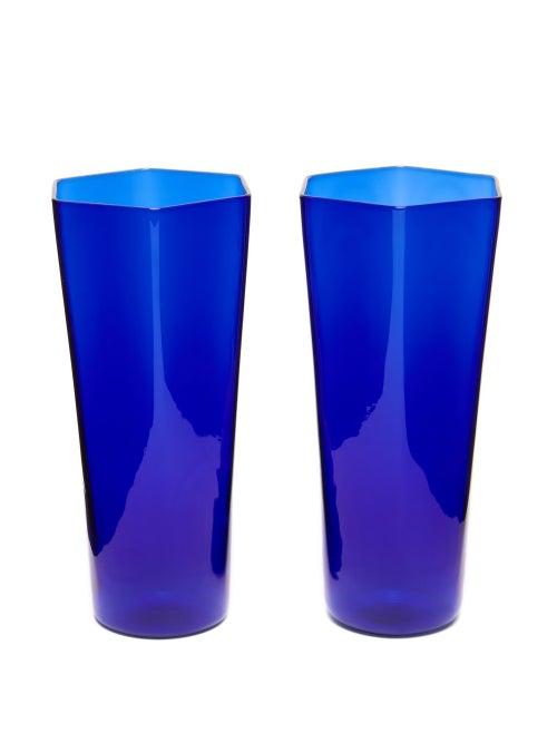 R+d.lab - Set Of Two Nini Hexagon Glasses - Dark Blue