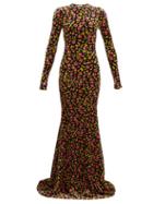 Matchesfashion.com Balenciaga - Floral Print Velvet Maxi Dress - Womens - Black Multi