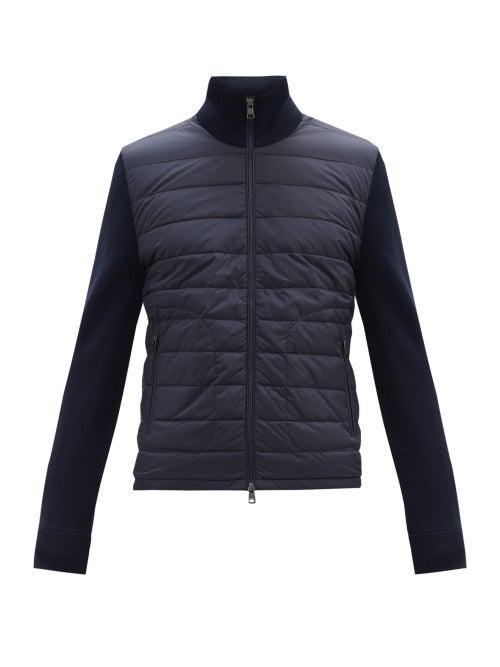 Matchesfashion.com Moncler - Down-quilted Wool-blend Cardigan - Mens - Navy