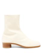 Mens Shoes Maison Margiela - Tabi Split-toe Leather Ankle Boots - Mens - White