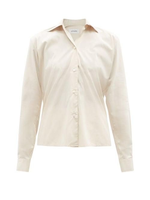 Lemaire - Draped Cotton-blend Poplin Shirt - Womens - Ivory