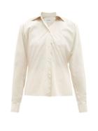 Lemaire - Draped Cotton-blend Poplin Shirt - Womens - Ivory